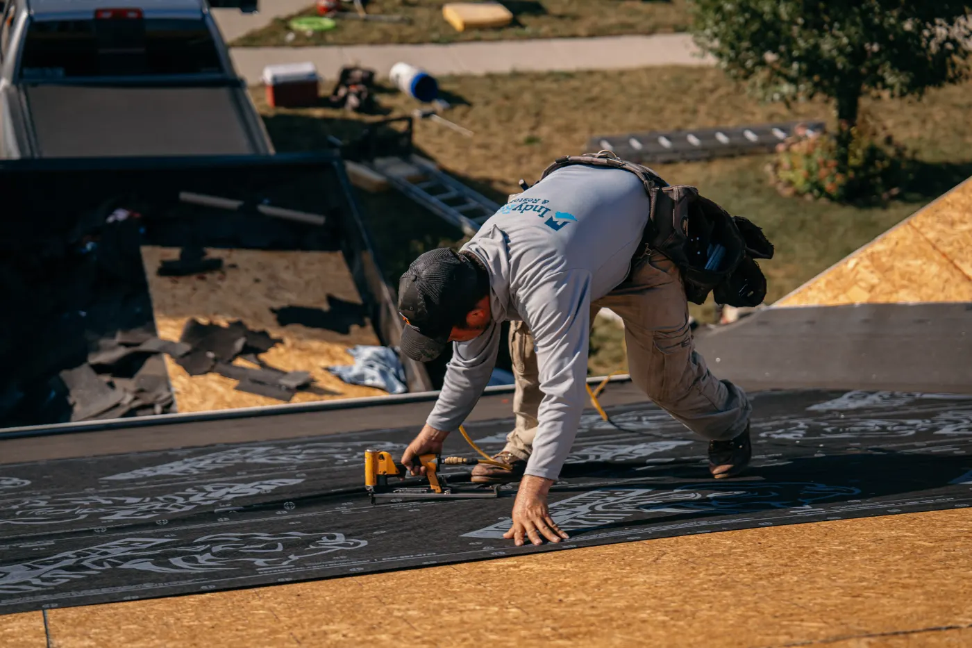 Tarping and dry-in on a New Augusta commercial roof